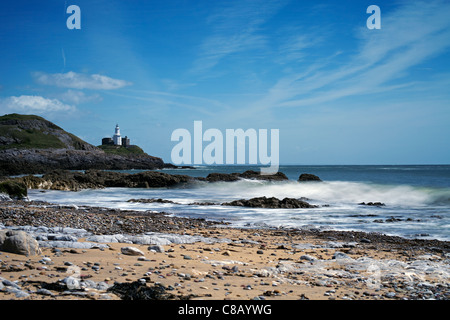 Leuchtturm (Langzeitbelichtung), murmelt Mumbles, Swansea, Wales, UK Stockfoto