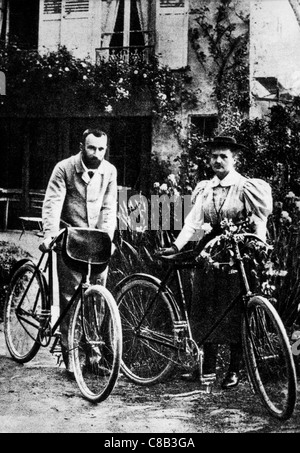 Marie Curie mit Ehemann Stockfoto