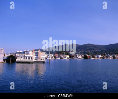 Sausalito Hausboote, Waldo Point Harbor, Sausalito, San Francisco Bay Area, Marin County, Kalifornien, Vereinigte Staaten von Amerika Stockfoto