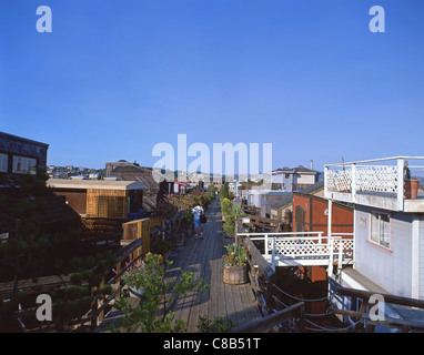 Sausalito Hausboote, Waldo Point Harbor, Sausalito, San Francisco Bay Area, Marin County, Kalifornien, Vereinigte Staaten von Amerika Stockfoto