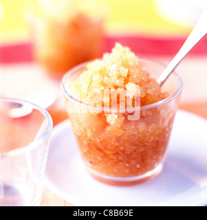 Melone und Pineau des Charentes granita Stockfoto