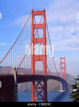 Golden Gate Bridge von Marin County Landzungen, San Francisco, California, Vereinigte Staaten von Amerika Stockfoto