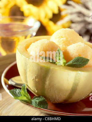 Geeiste Melone mit pineau Stockfoto