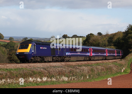 Erste große Western 43169 führt 1 C 04 07:30 London Paddington, Penzance Kerswell Brücke auf Dienstag, 18. Oktober 2011 Stockfoto