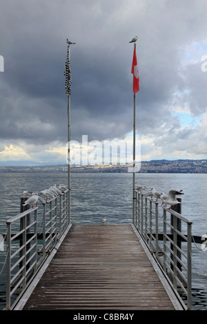 Stürmischer Himmel über den Genfer See (Lac Leman) bei Evian-France Stockfoto