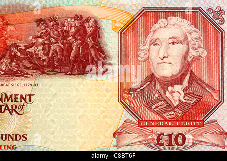 Gibraltar 10 zehn Pfund Banknote. Stockfoto