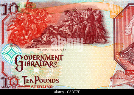 Gibraltar 10 zehn Pfund Banknote. Stockfoto