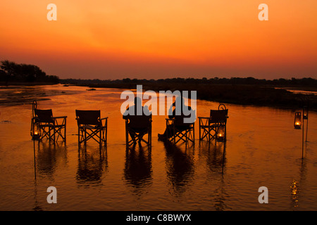 Afrikanischen Sonnenuntergänge, South Luangwa Nationalpark, Sambia Stockfoto