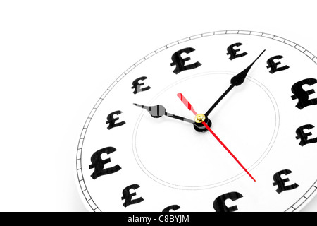 Uhr und Pfund Zeichen, Zeit ist Geld Stockfoto