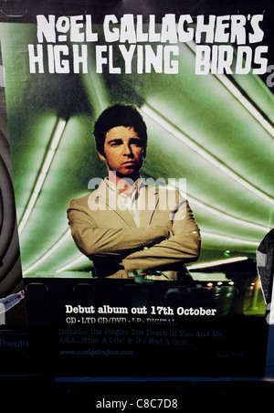 Noel Gallagher's High Flying Birds Debüt Album Promotionposter, London, England, Großbritannien. Stockfoto