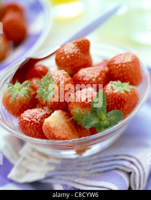 Erdbeeren in Zucker Stockfoto