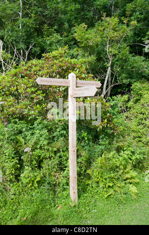 Wegweiser für Grenze Abteien Weg und Haining Loch in Haining Selkirk Stockfoto