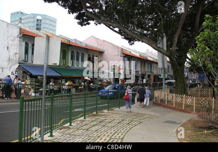 Eingang zum Little India Märkte auf Buffalo Road, Singapur bei europäischen Touristen fotografieren Stockfoto