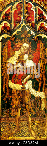 Filby, Norfolk, Lettner. Der Erzengel Michael, Heilige eines der neun Aufträge der Engel Erzengel männliche Heilige Englisch Stockfoto