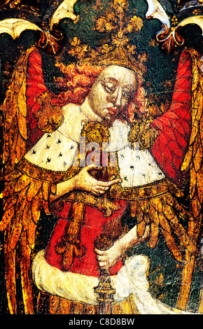 Filby, Norfolk, Lettner. Der Erzengel Michael, Heilige eines der neun Aufträge der Engel Erzengel männliche Heilige Englisch Stockfoto