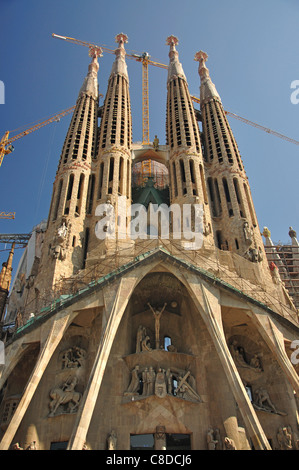 Passionsfassade, Sagrada Família Basílica, Barcelona, Katalonien, Spanien Stockfoto