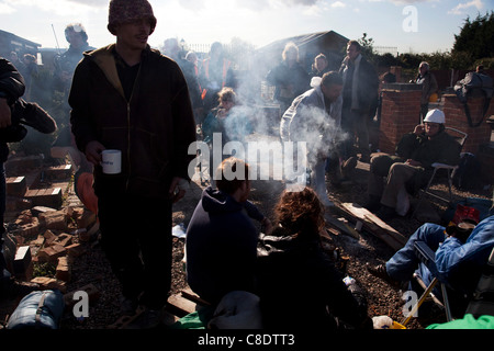 Dale Farm Website vor der Räumung, ein Roma-Zigeuner und irischer Reisender Standort Marmorkrebs Hill, Essex, Großbritannien Stockfoto