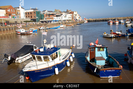 Boote im Hafen von Bridlington, Yorkshire, England Stockfoto