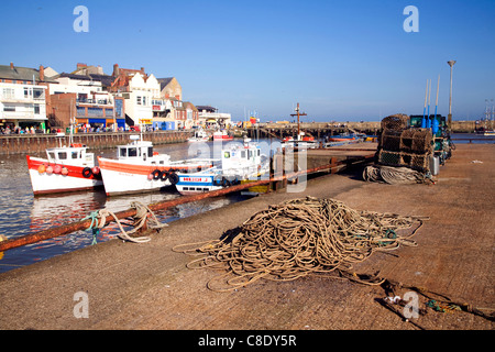 Boote im Hafen von Bridlington, Yorkshire, England Stockfoto