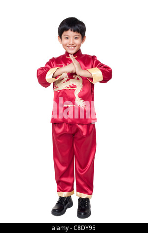 Kleiner Junge gekleidet In traditioneller chinesischer Kleidung Stockfoto