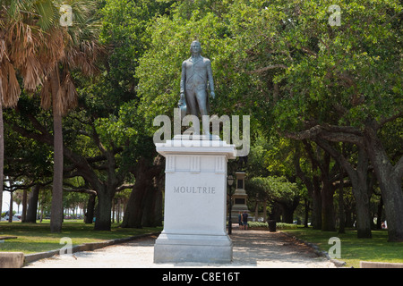 Statue von Generalmajor Moultrie, kontinentale Armee in Charleston, South Carolina White Point Gardens Stockfoto