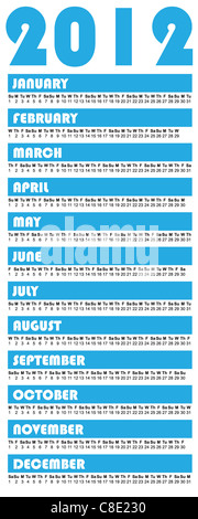 Einfach blue 2012 Kalender mit einfach Termine zu lesen Stockfoto