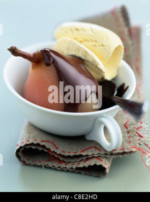 Poire Belle-Hélène Stockfoto