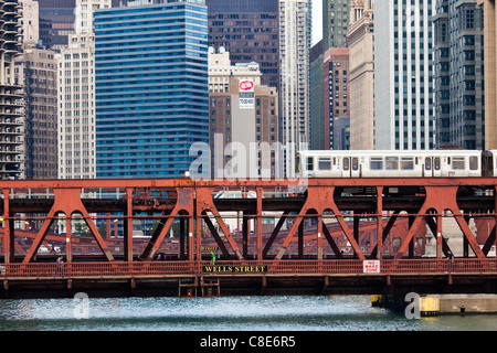 Wells Street Bridge, Chicago, Illinois Stockfoto