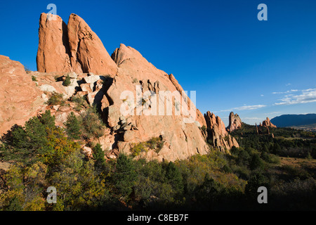 Süd-Gateway Rock, Cathedral Spires und drei Grazien, Garden of the Gods.  Nat ' l Naturdenkmal, Colorado Springs, Colorado Stockfoto