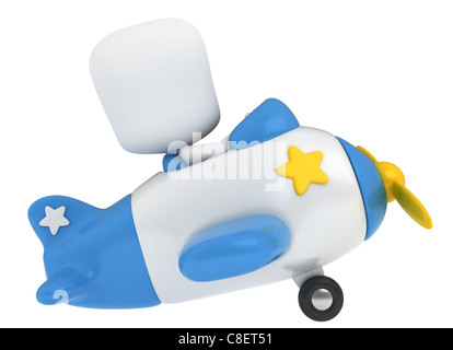 3D Illustration von einem Kind ein Spielzeug Flugzeug fliegen Stockfoto