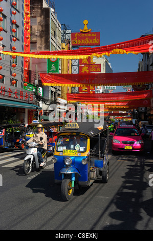 Taxi-Yaowarat Road, Chinatown, Bangkok, Thailand, Asien, Stockfoto