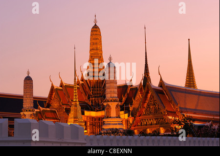 Dämmerung, Nacht, Wat Phra Kaew, Grand Palace, altes, Stadt, Stadt, Bangkok, Thailand, Asien Stockfoto