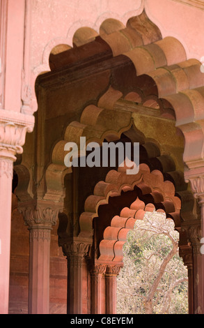 Die Bögen der Diwan-i-Aam, Red Fort, Alt-Delhi, Indien Stockfoto