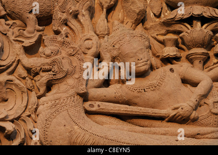 Khmer-Tempel Prasat Phanom Rung, Korat-Plateau, Thailand, Asien, Detail, Skulptur Stockfoto