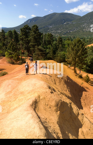 Colorado Provençal Ocker Steinbruch, Rustrel, Vaucluse, Frankreich Stockfoto