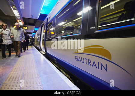 High-Speed Gautrain in Sandton Station, Sandton, Johannesburg, Gauteng, Südafrika Stockfoto