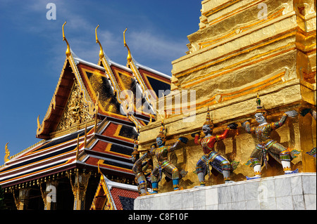Wat Phra Keo, Grand Palace, altes, Stadt, Stadt, Statue, Tempel, Asien, Bangkok, Thailand Stockfoto