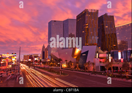 Las Vegas, Boulevard, City, Center, Las Vegas Strip, Strip, Nevada, USA, USA, Amerika, Glücksspiel, Abend Stockfoto