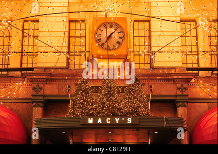 Macys, Kaufhaus, Manhattan, New York, USA, USA, Amerika, Weihnachten, Eingang Stockfoto