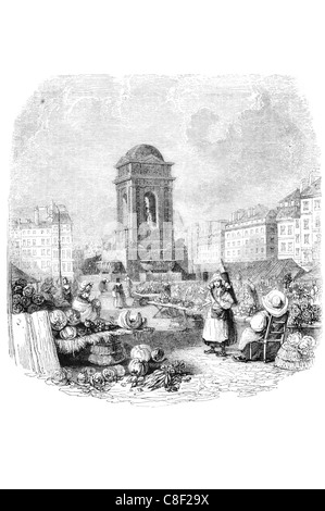 Monumentale öffentliche Brunnen Fontaine des Innocents Platz Joachim Du Bellay Les Halles Paris Frankreich Pierre Lescot Jean Goujon Stockfoto