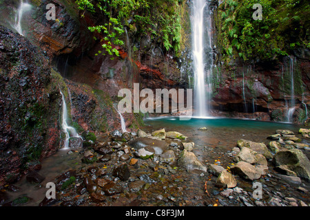 25 Fontes, Portugal, Europa, Madeira, Federn, Quellen, Wasser, Natur, Wasserfall, Fels, Felsen, Klippe Wasserkocher Stockfoto