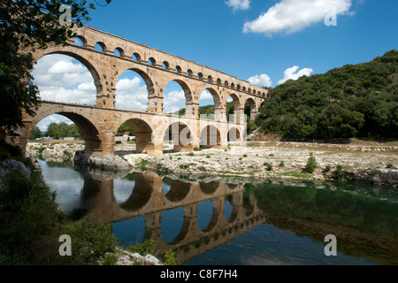 Frankreich, Gard, Languedoc-Roussillion, Pont du Gard, römische Aquädukt, Brücke, die Pont du Gard, Architektur, Brücken, Ort der Intere Stockfoto