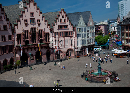 Das Romerberg Plaza eines der wichtigsten Wahrzeichen in Frankfurt Am Main, Hessen, Deutschland Stockfoto