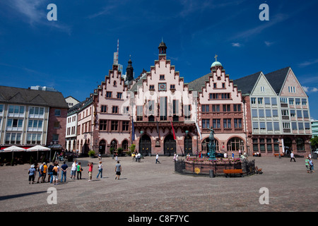 Das Romerberg Plaza eines der wichtigsten Wahrzeichen in Frankfurt Am Main, Hessen, Deutschland Stockfoto