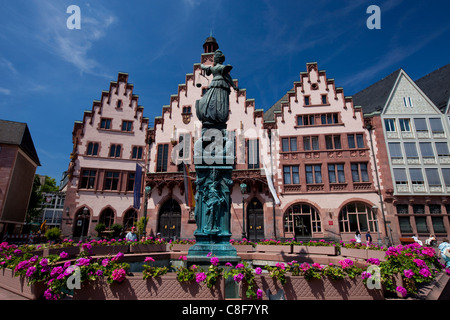 Das Romerberg Plaza eines der wichtigsten Wahrzeichen in Frankfurt Am Main, Hessen, Deutschland Stockfoto