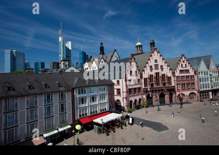 Das Romerberg Plaza eines der wichtigsten Wahrzeichen in Frankfurt Am Main, Hessen, Deutschland Stockfoto