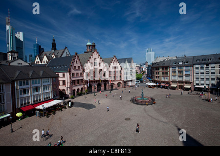 Das Romerberg Plaza eines der wichtigsten Wahrzeichen in Frankfurt Am Main, Hessen, Deutschland Stockfoto