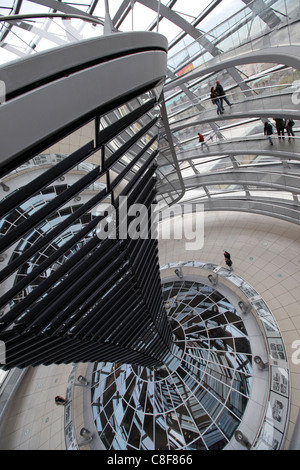 Das Reichstagsgebäude Kuppel im zentralen Berlin, Deutschland, Design von Norman Foster. Das Parlament des wiedervereinigten Deutschlands Stockfoto