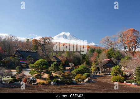 Japan, November, Asien, Berg Fuji, Dorf, Oshino, Masuno-Ya wachen, Dorf, Garten, idyllisch, Asien, Schnee Stockfoto