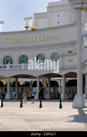 Eingang zum Churchill Downs in Louisville Kentucky USA, der Heimat der das Kentucky Derby Pferderennen Stockfoto